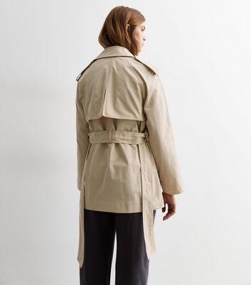 Stone Belted Mac New Look