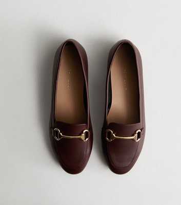 Burgundy Leather-Look Snaffle Trim Loafers