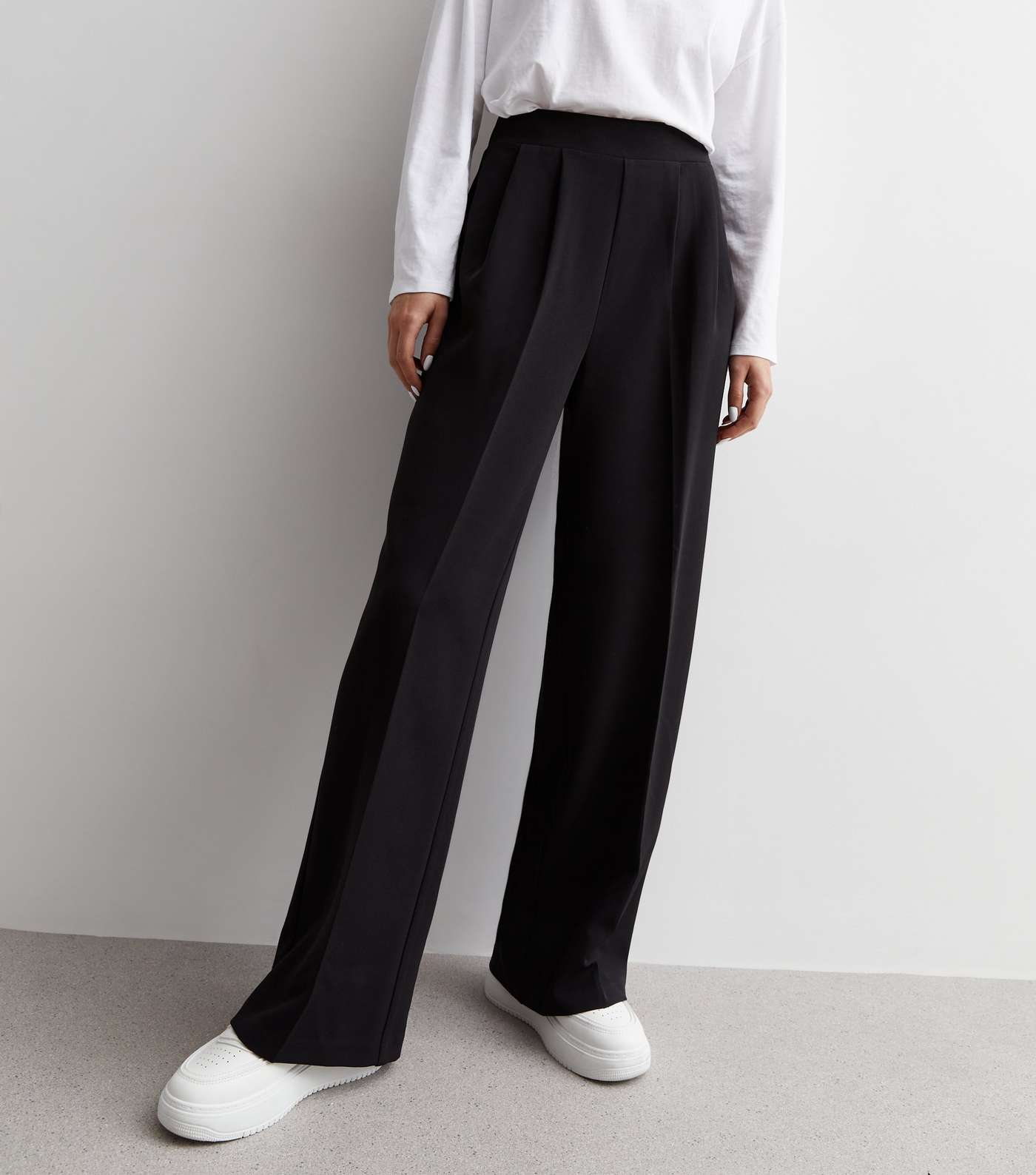 Black High Waist Tailored Trousers Image 3