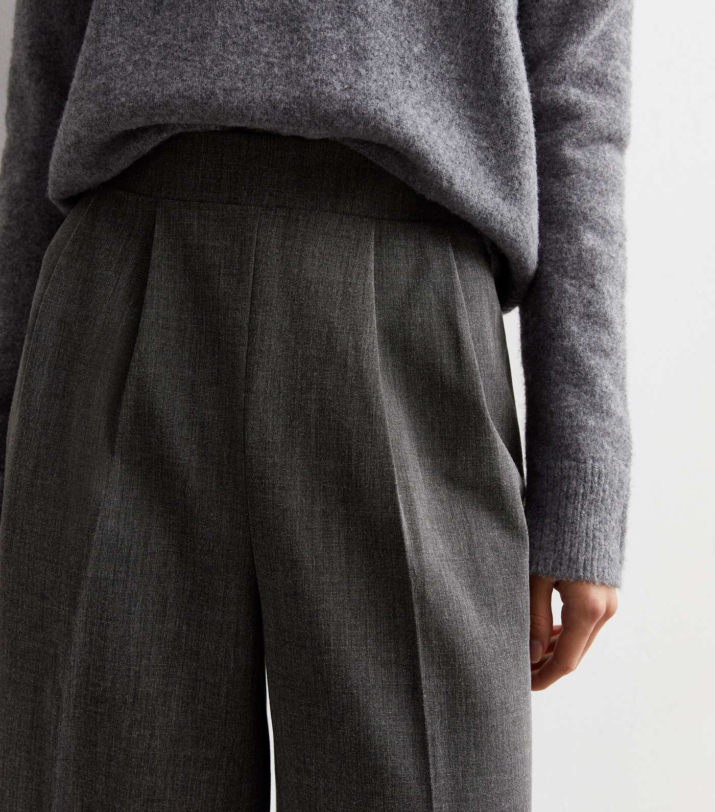 Grey High Waist Tailored Trousers Image 2