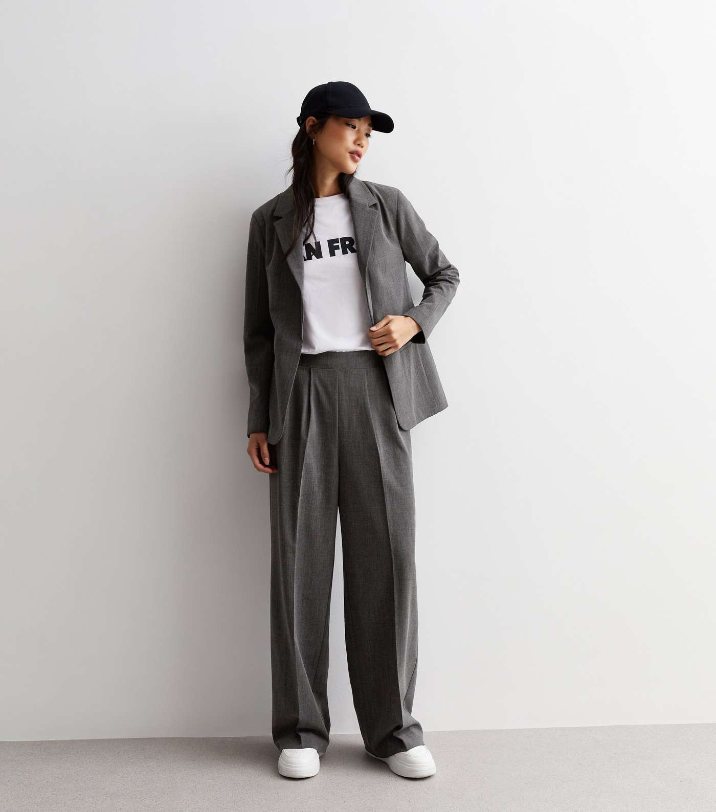 Grey High Waist Tailored Trousers Image 4