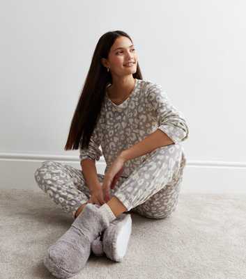 Light Grey Ribbed Long Sleeve Pyjama Top
