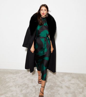 Green Swirl Print Halter Midaxi Dress New Look