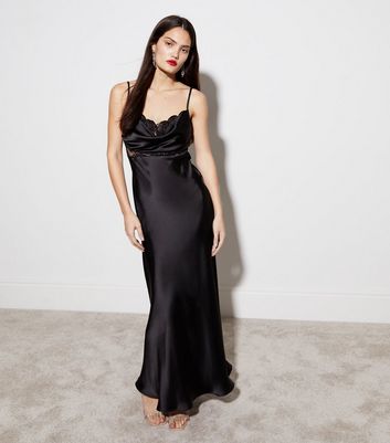 Black silk maxi dress on sale