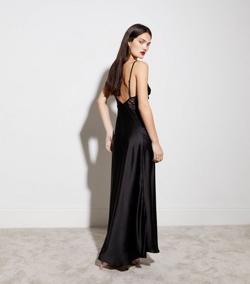 Black silk maxi outlet dress