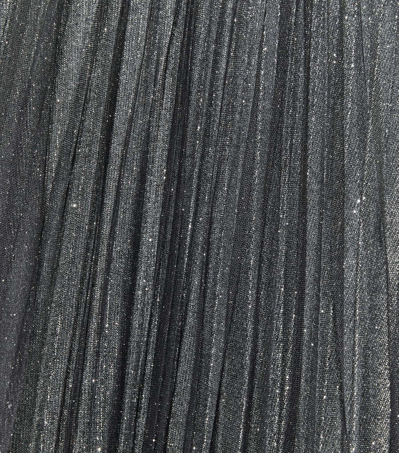 Black Mesh Glitter Pleated Midaxi Skirt Image 5