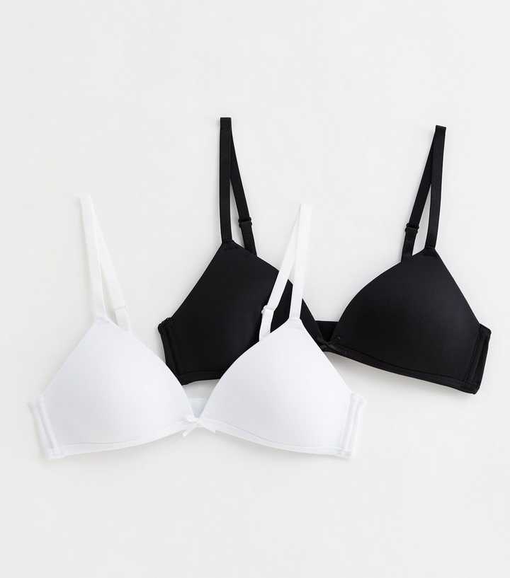 GIRLS NON PADDED COMFORT FIRST BRA BLACK AND WHITE 2 PACK