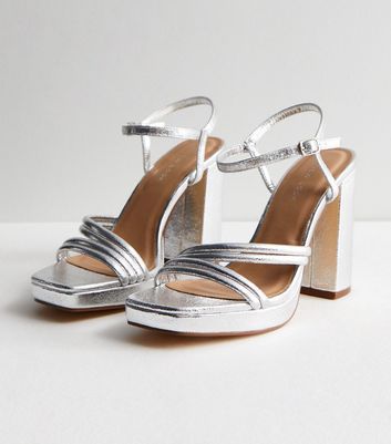 Buy Friends Like These Silver Cross Strappy Platform Block Heel Sandals  from Next Austria