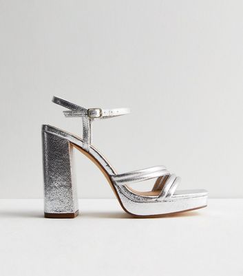 Silver on sale platform heels