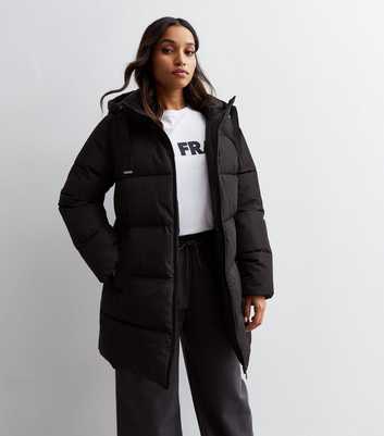 Petite Black Hooded Puffer Coat