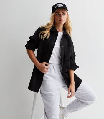 Petite Black Pocket Front Shacket New Look