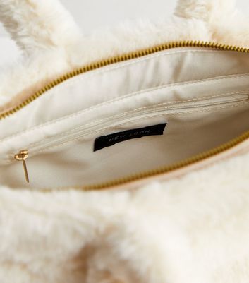 Cream Faux Fur Cross Body Bag New Look