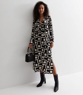 Black geometric shop dress