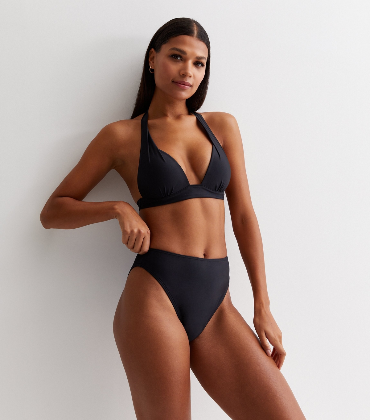 Women's Black High Waist High Leg Bikini Bottoms New Look