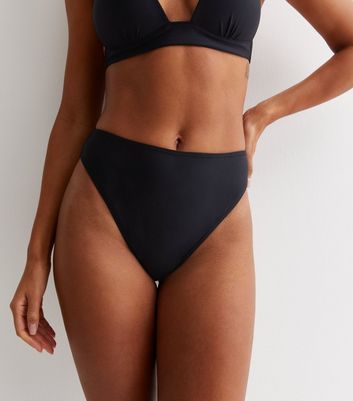 Black High Waist High Leg Bikini Bottoms New Look