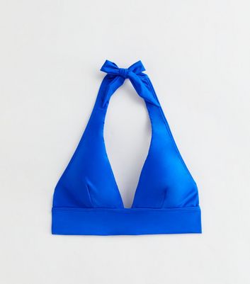 Bright Blue Halter Neck Bikini Top New Look