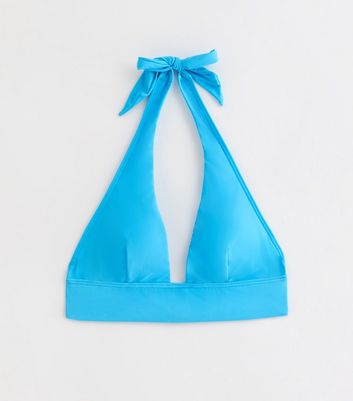 Blue Halter Neck Bikini Top New Look