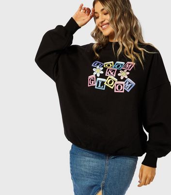 Skinnydip Black Doom and Gloom Logo Oversized Sweatshirt New Look