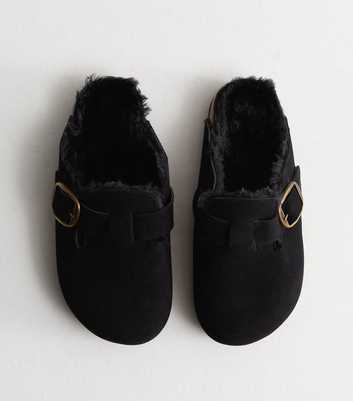 Black Faux Fur Lined Mules