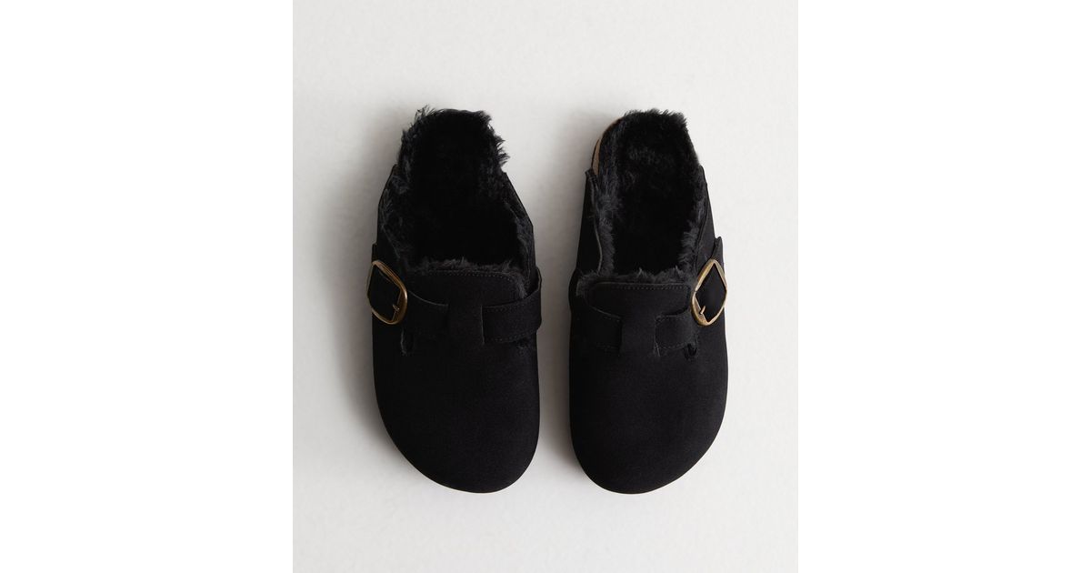 mens fur lined mules
