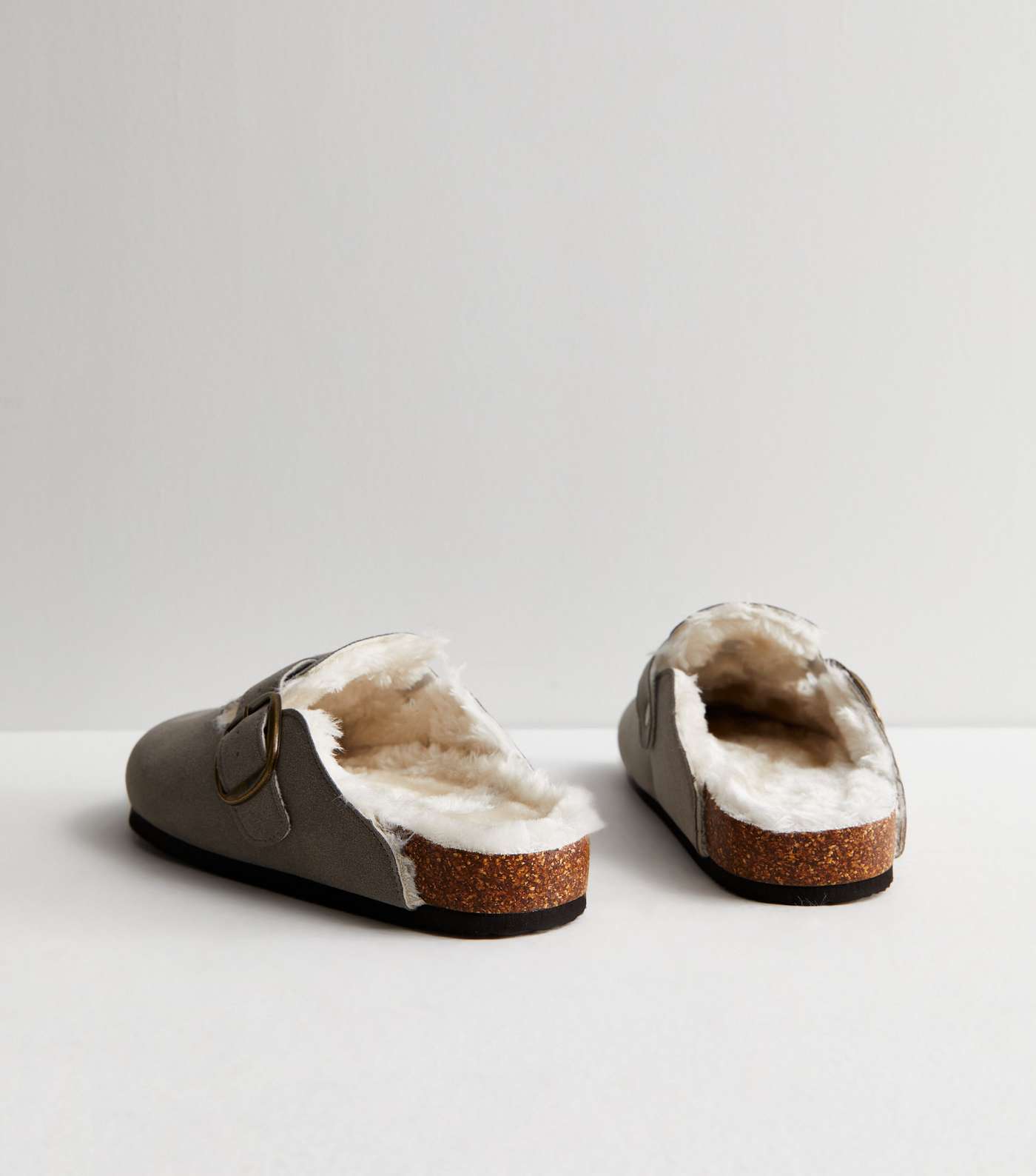 Grey Faux Fur Lined Mules Image 3