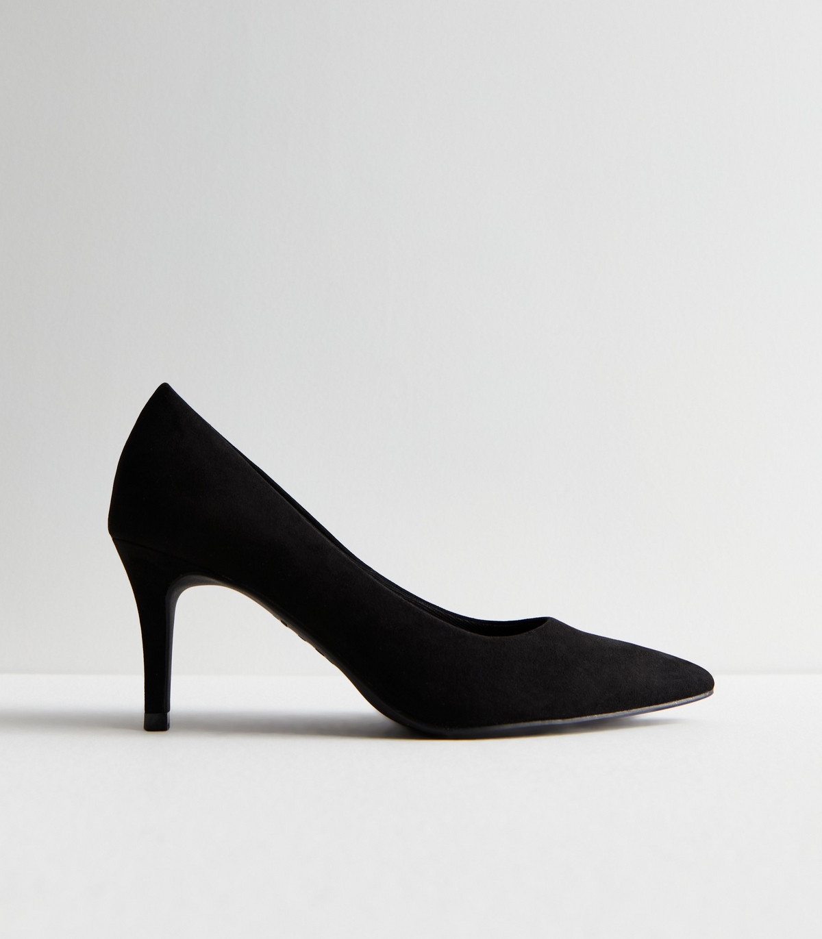 Women's Black Suedette Pointed Stiletto Heel Court Shoes New Look