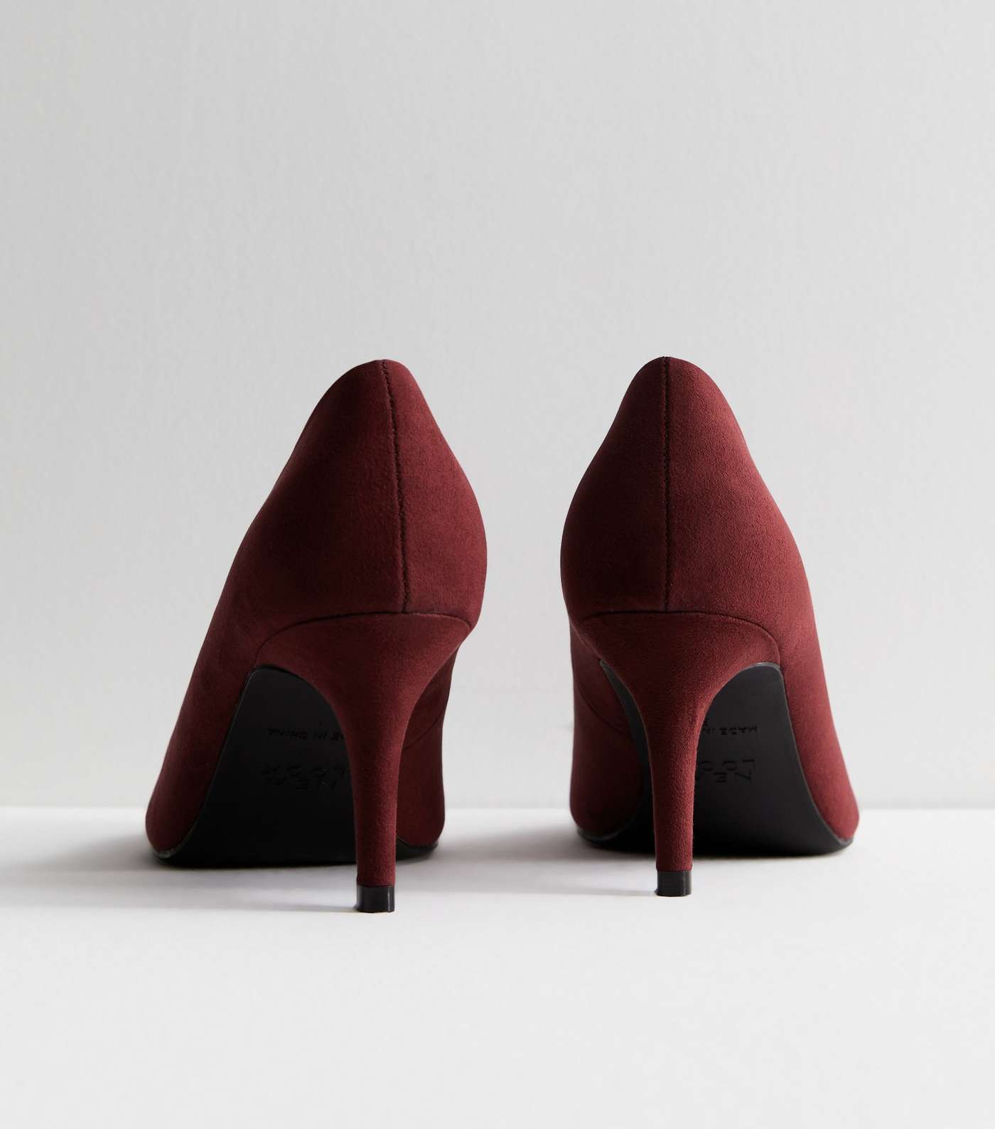 Dark Red Suedette Pointed Stiletto Heel Court Shoes Image 5