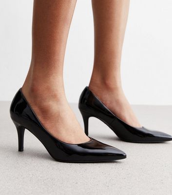 Black Patent Stiletto Heel Court Shoes New Look