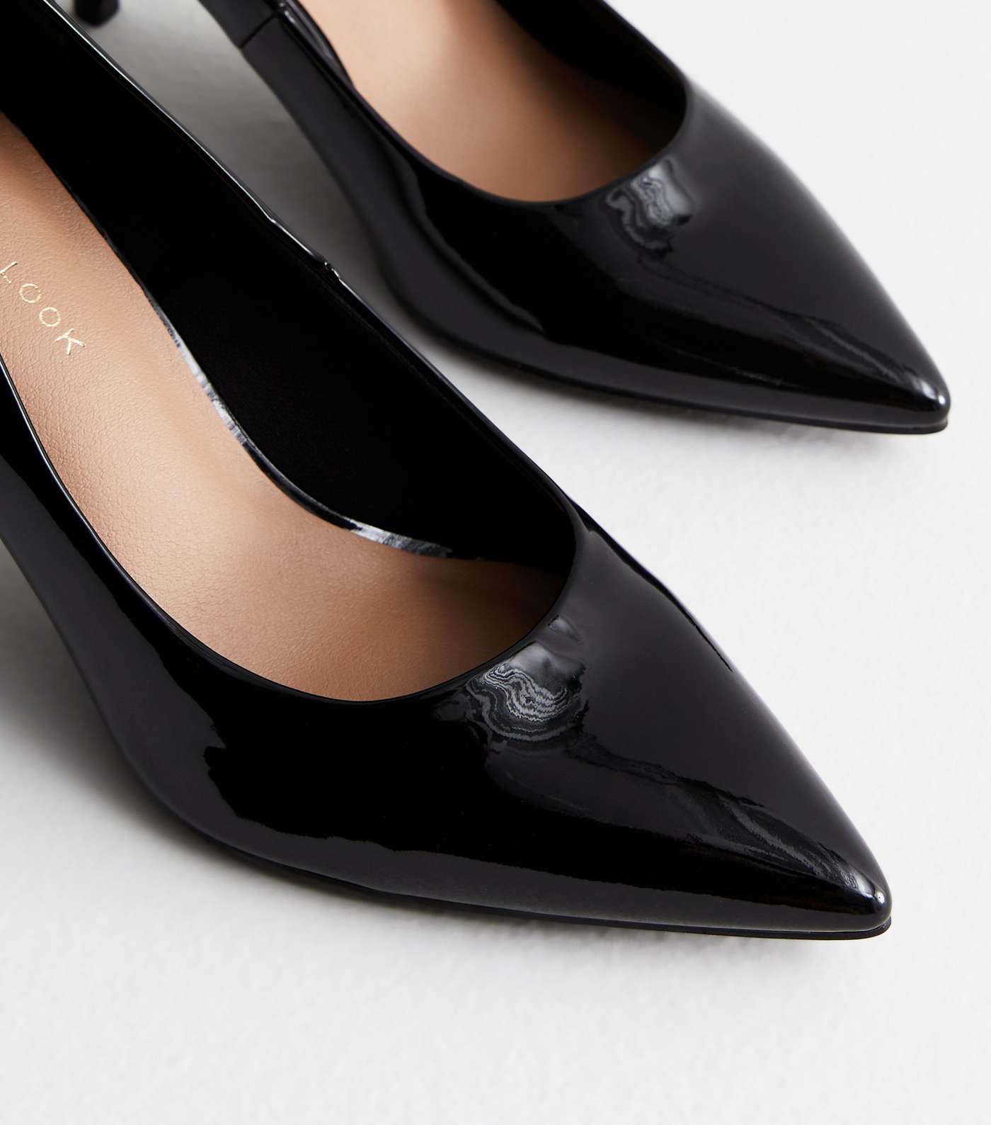 Black Patent Stiletto Heel Court Shoes Image 3