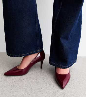 Burgundy Patent Stiletto Heel Court Shoes