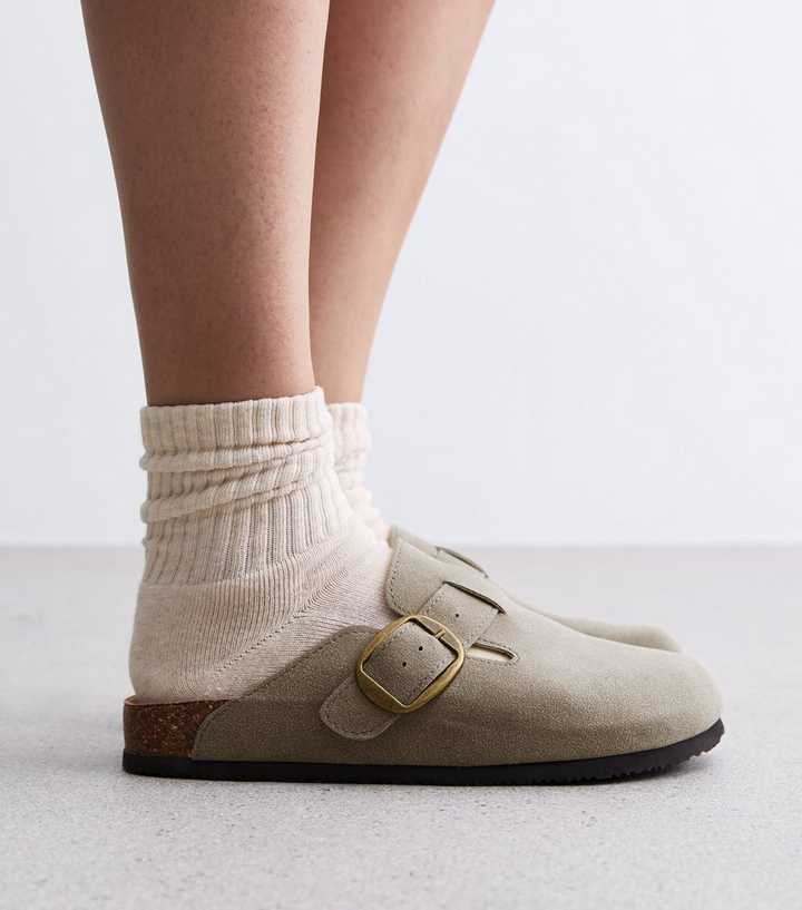 Grey Suedette Mules