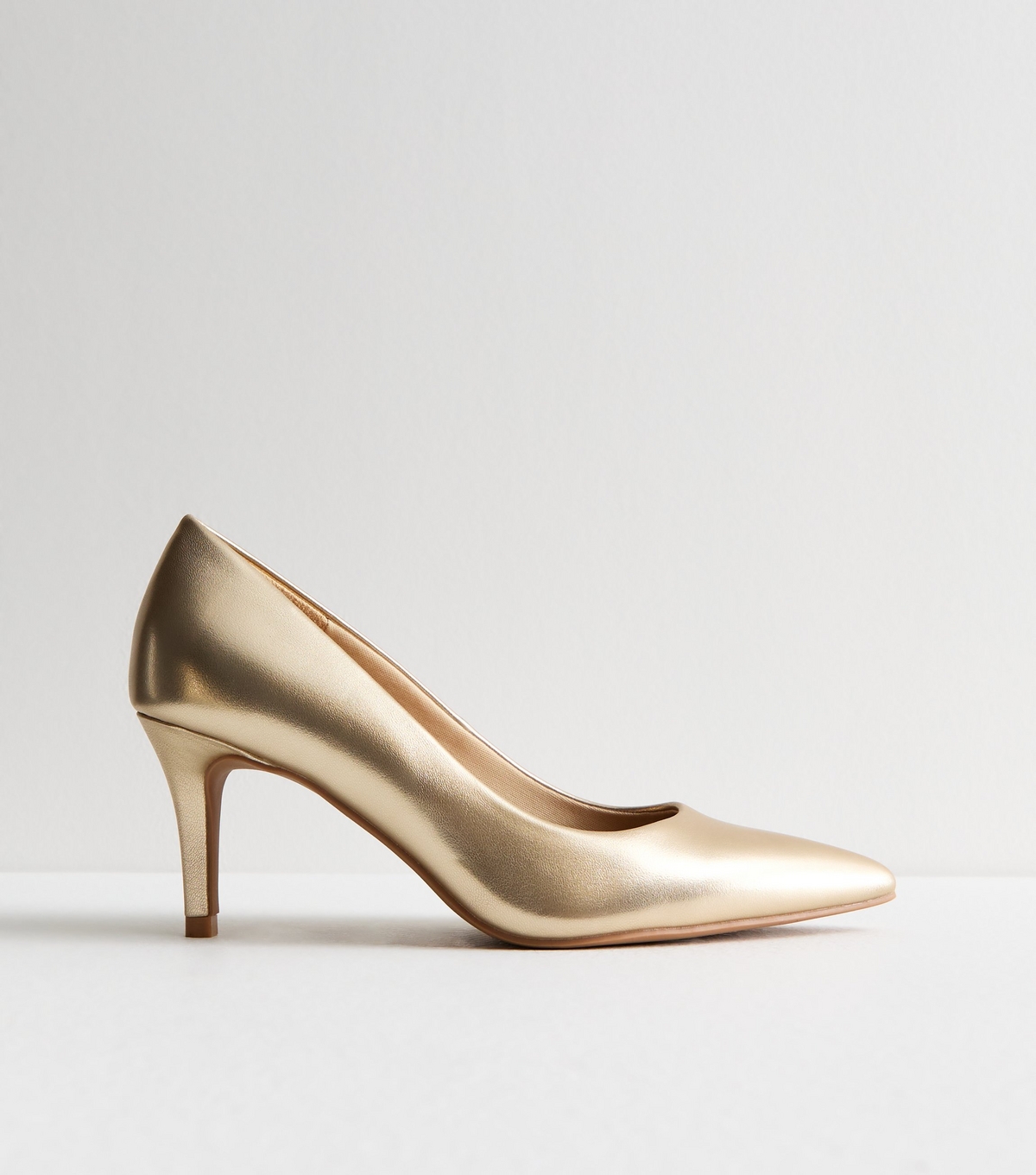 Women's Gold Metallic Pointed Stiletto Heel Court Shoes New Look