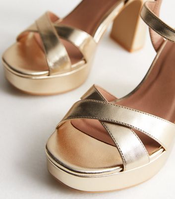 Gold platform heels hot sale wide fit