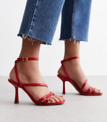 Womens red best sale heeled sandals