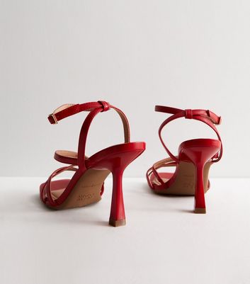 Red leather sale sandals heels