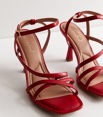 Deep red 2024 heeled sandals