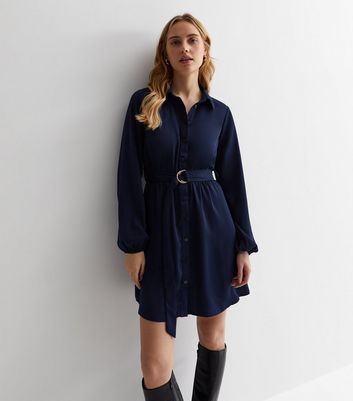 Belted hotsell navy dress