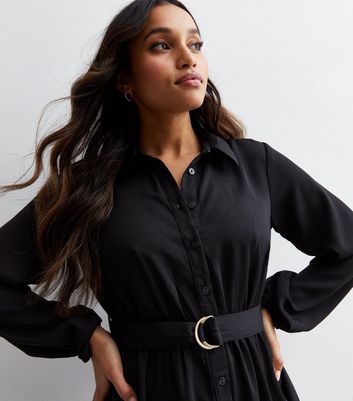 Petite black shirt dress hotsell