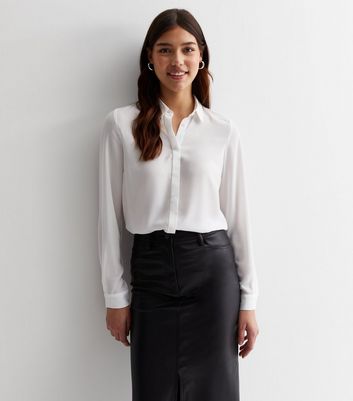 White long sleeve hot sale shirt womens formal