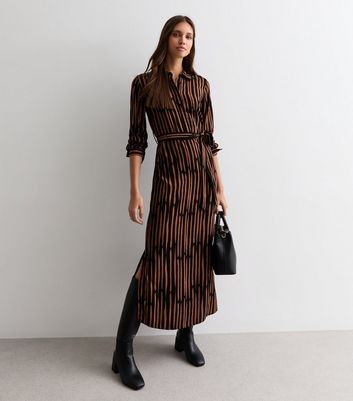 Black printed clearance belted dress limeroad