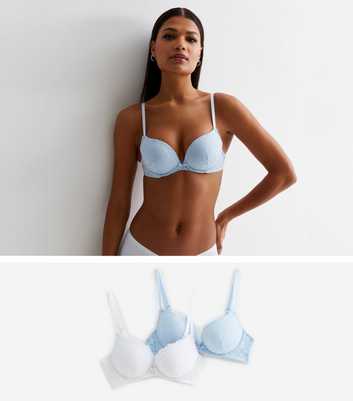 2 Pack Blue and White Lace Push Up Bras