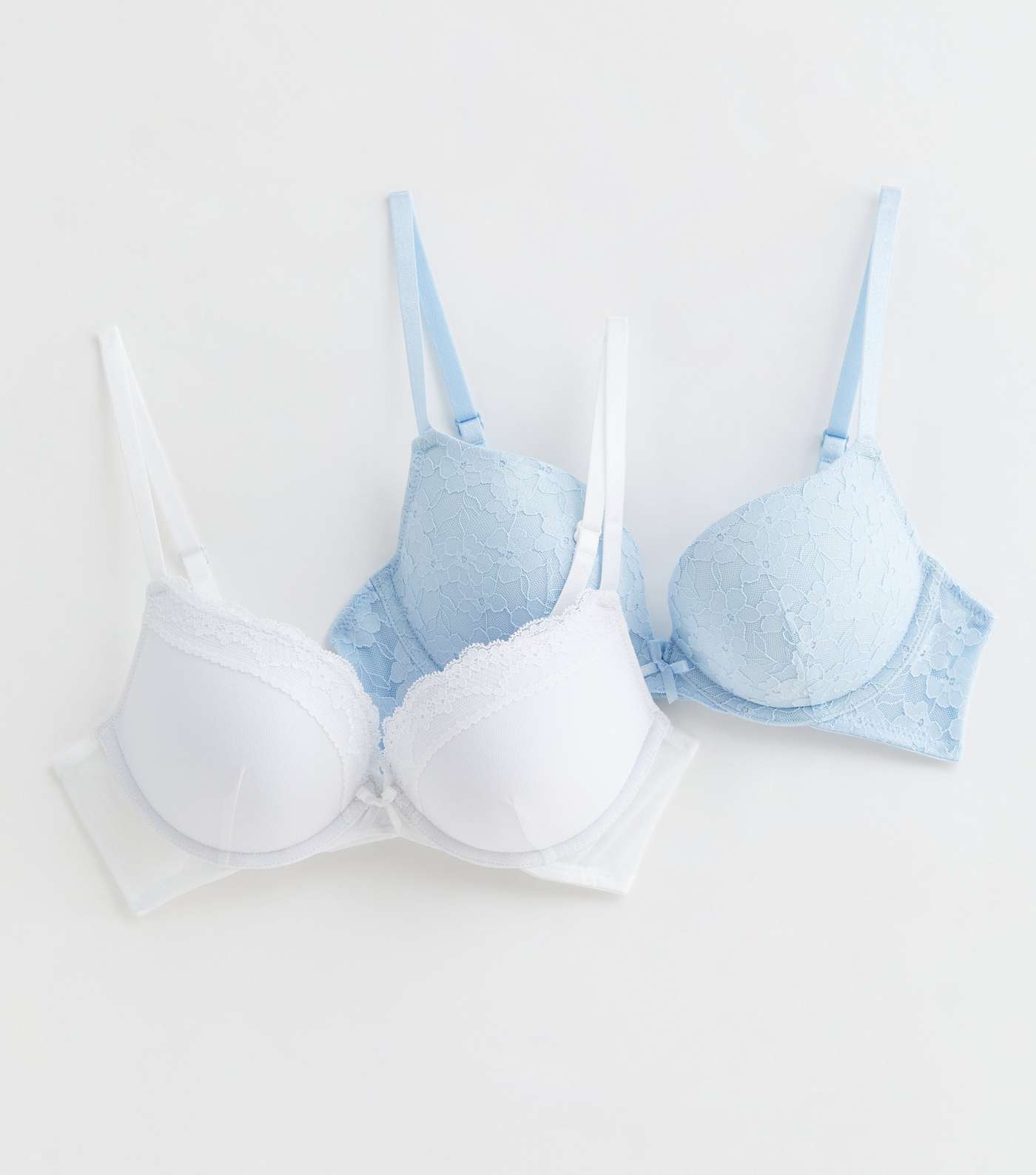 2 Pack Blue and White Lace Push Up Bras Image 5