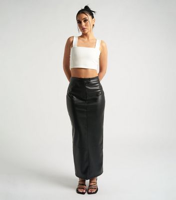 Faux leather midi skirt new outlet look