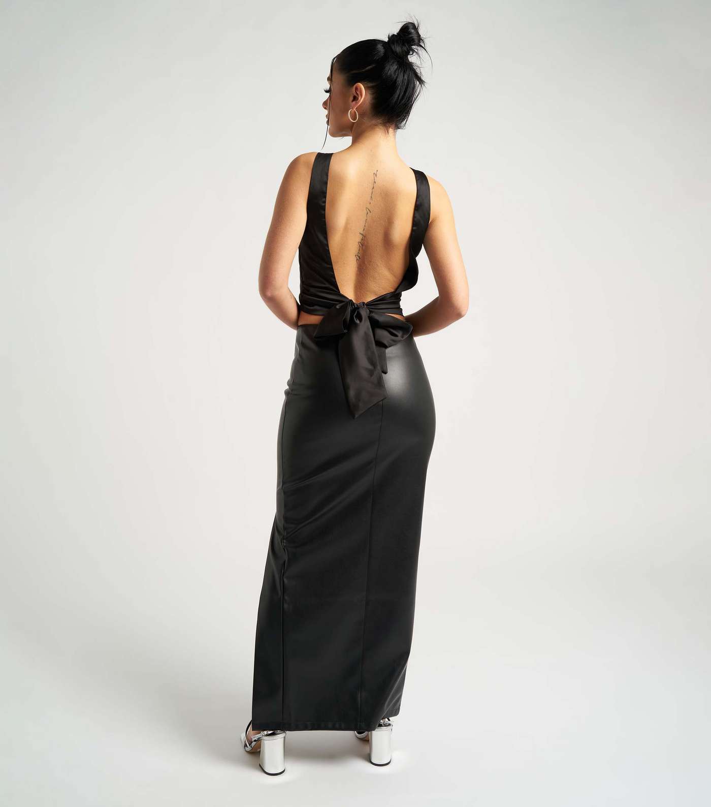 Urban Bliss Black Leather-Look Side Split Maxi Skirt Image 3