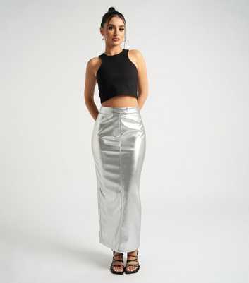 Urban Bliss Silver Leather-Look Maxi Skirt