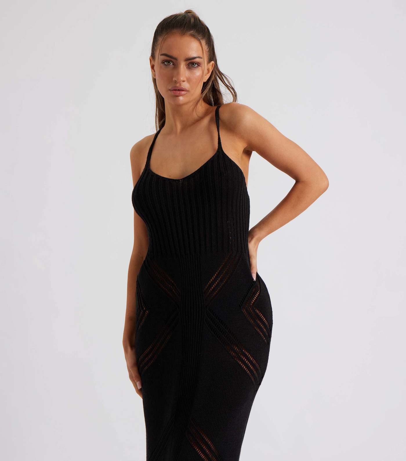 Urban Bliss Black Knit Maxi Slip Dress Image 2