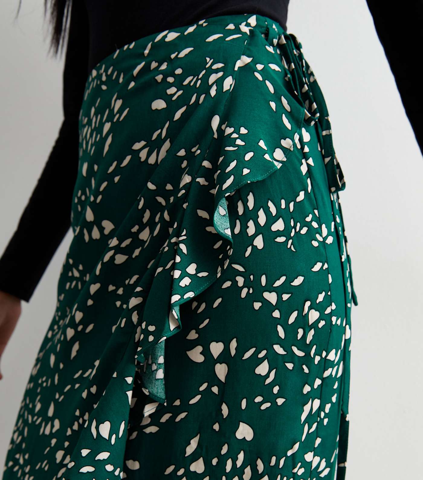 Gini London Green Mark Making Wrap Midi Skirt Image 2