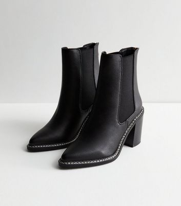 Black leather pointed toe chelsea boot online