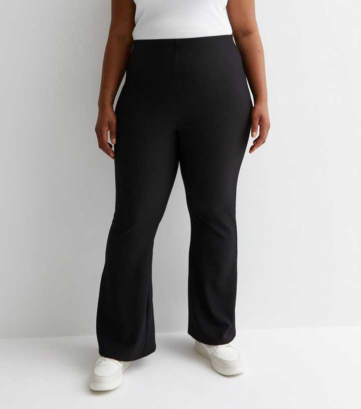 Curves Black Jersey Flared Trousers
