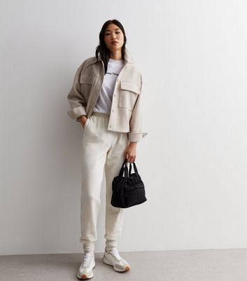 Off White Cotton-Blend Cuffed Joggers | New Look